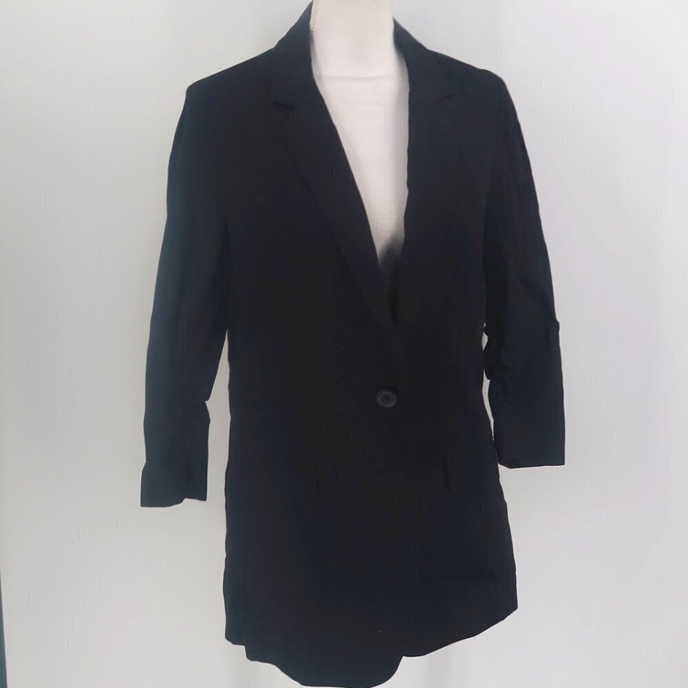 Express Women's Black Blazer with Ruched 3/4 Sleeves Size 12